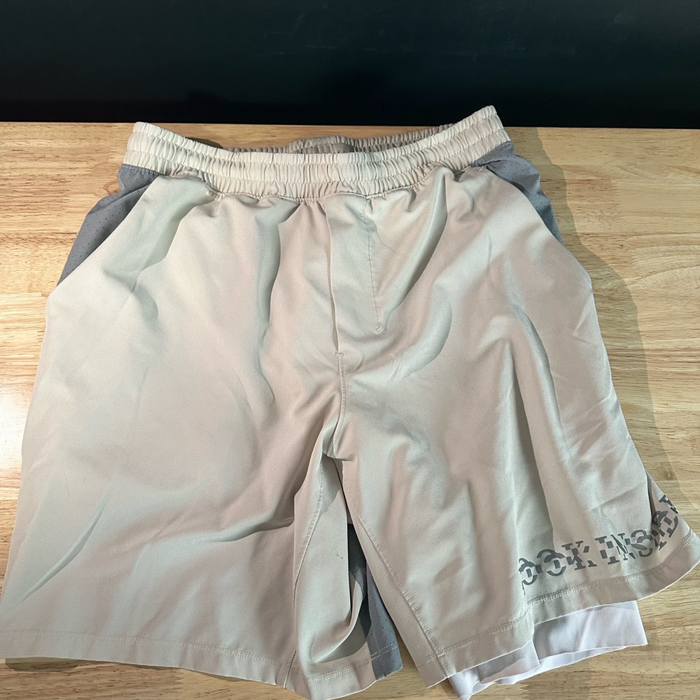 lululemon athletica Beige and Gray Athletic Shorts built in compression